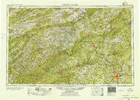 Winston-Salem North Carolina Historical topographic map, 1:250000 scale, 1 X 2 Degree, Year 1955