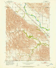 Elyria Nebraska Historical topographic map, 1:24000 scale, 7.5 X 7.5 Minute, Year 1952
