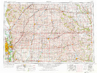 Omaha Nebraska Historical topographic map, 1:250000 scale, 1 X 2 Degree, Year 1954
