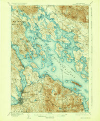 Winnipesaukee New Hampshire Historical topographic map, 1:62500 scale, 15 X 15 Minute, Year 1909