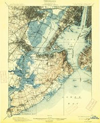 Staten Island New York Historical topographic map, 1:62500 scale, 15 X 15 Minute, Year 1900