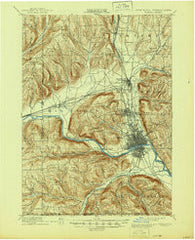 Elmira New York Historical topographic map, 1:62500 scale, 15 X 15 Minute, Year 1895