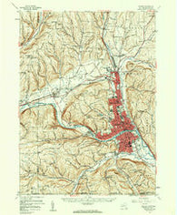 Elmira New York Historical topographic map, 1:62500 scale, 15 X 15 Minute, Year 1953