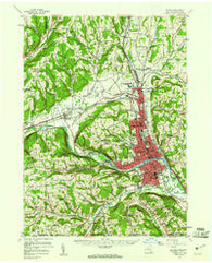 Elmira New York Historical topographic map, 1:62500 scale, 15 X 15 Minute, Year 1953