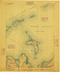 Gardiners Island New York Historical topographic map, 1:62500 scale, 15 X 15 Minute, Year 1904