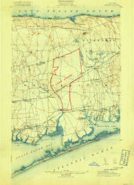 Moriches New York Historical topographic map, 1:62500 scale, 15 X 15 Minute, Year 1904