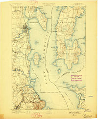 Plattsburg New York Historical topographic map, 1:62500 scale, 15 X 15 Minute, Year 1894