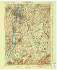 Poughkeepsie New York Historical topographic map, 1:62500 scale, 15 X 15 Minute, Year 1943