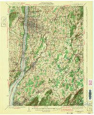 Poughkeepsie New York Historical topographic map, 1:62500 scale, 15 X 15 Minute, Year 1943