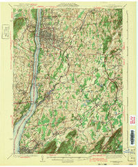 Poughkeepsie New York Historical topographic map, 1:62500 scale, 15 X 15 Minute, Year 1943