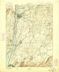 Poughkeepsie New York Historical topographic map, 1:62500 scale, 15 X 15 Minute, Year 1893