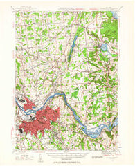 Schenectady New York Historical topographic map, 1:62500 scale, 15 X 15 Minute, Year 1954