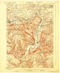 Schoharie New York Historical topographic map, 1:62500 scale, 15 X 15 Minute, Year 1900