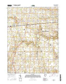 Dawn Ohio Current topographic map, 1:24000 scale, 7.5 X 7.5 Minute, Year 2016