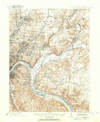 East Cincinnati Ohio Historical topographic map, 1:62500 scale, 15 X 15 Minute, Year 1898