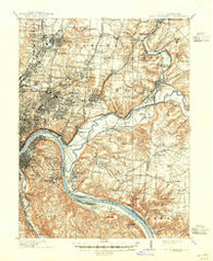 East Cincinnati Ohio Historical topographic map, 1:62500 scale, 15 X 15 Minute, Year 1914