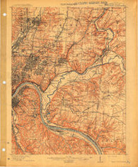 East Cincinnati Ohio Historical topographic map, 1:62500 scale, 15 X 15 Minute, Year 1914
