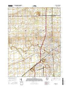 Findlay Ohio Current topographic map, 1:24000 scale, 7.5 X 7.5 Minute, Year 2016