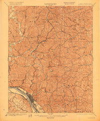 Ironton Ohio Historical topographic map, 1:62500 scale, 15 X 15 Minute, Year 1900