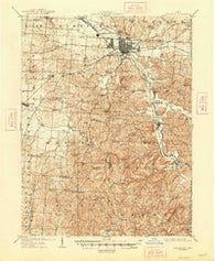 Lancaster Ohio Historical topographic map, 1:62500 scale, 15 X 15 Minute, Year 1909