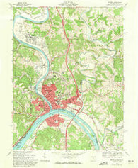 Marietta Ohio Historical topographic map, 1:24000 scale, 7.5 X 7.5 Minute, Year 1969