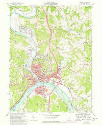 Marietta Ohio Historical topographic map, 1:24000 scale, 7.5 X 7.5 Minute, Year 1969