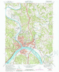 Marietta Ohio Historical topographic map, 1:24000 scale, 7.5 X 7.5 Minute, Year 1969