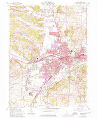 Newark Ohio Historical topographic map, 1:24000 scale, 7.5 X 7.5 Minute, Year 1961