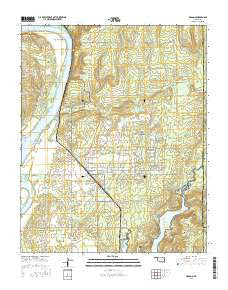 Braggs Oklahoma Current topographic map, 1:24000 scale, 7.5 X 7.5 Minute, Year 2016
