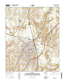 Chickasha Oklahoma Current topographic map, 1:24000 scale, 7.5 X 7.5 Minute, Year 2016