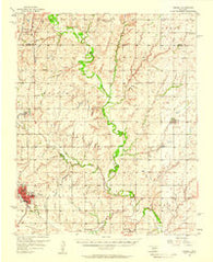 Cordell Oklahoma Historical topographic map, 1:62500 scale, 15 X 15 Minute, Year 1956