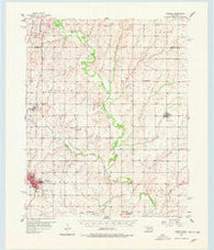 Cordell Oklahoma Historical topographic map, 1:62500 scale, 15 X 15 Minute, Year 1956