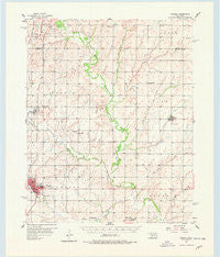 Cordell Oklahoma Historical topographic map, 1:62500 scale, 15 X 15 Minute, Year 1956
