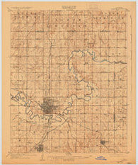 Shawnee Oklahoma Historical topographic map, 1:62500 scale, 15 X 15 Minute, Year 1909