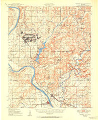 Webbers Falls Oklahoma Historical topographic map, 1:62500 scale, 15 X 15 Minute, Year 1950