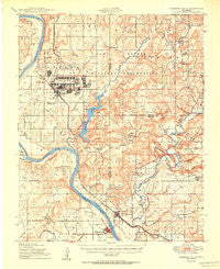 Webbers Falls Oklahoma Historical topographic map, 1:62500 scale, 15 X 15 Minute, Year 1950