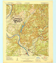 Webbers Falls Oklahoma Historical topographic map, 1:62500 scale, 15 X 15 Minute, Year 1950