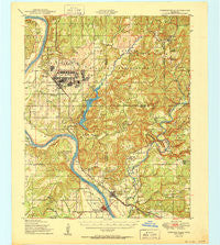 Webbers Falls Oklahoma Historical topographic map, 1:62500 scale, 15 X 15 Minute, Year 1950