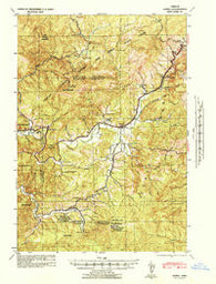 Alsea Oregon Historical topographic map, 1:62500 scale, 15 X 15 Minute, Year 1942