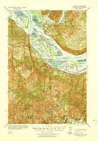Cathlamet Washington Historical topographic map, 1:62500 scale, 15 X 15 Minute, Year 1941