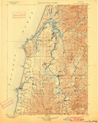Coos Bay Oregon Historical topographic map, 1:125000 scale, 30 X 30 Minute, Year 1900