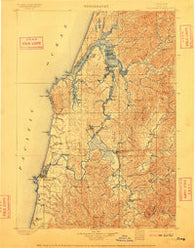 Coos Bay Oregon Historical topographic map, 1:125000 scale, 30 X 30 Minute, Year 1900
