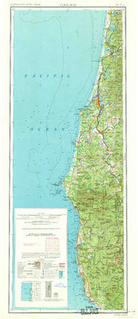 Coos Bay Oregon Historical topographic map, 1:250000 scale, 2 X 1 Degree, Year 1962