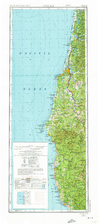 Coos Bay Oregon Historical topographic map, 1:250000 scale, 2 X 1 Degree, Year 1958