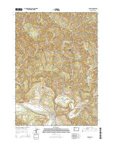 Elkton Oregon Current topographic map, 1:24000 scale, 7.5 X 7.5 Minute, Year 2014