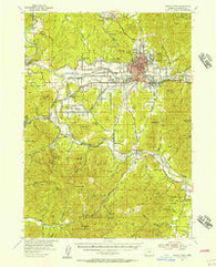 Grants Pass Oregon Historical topographic map, 1:62500 scale, 15 X 15 Minute, Year 1954