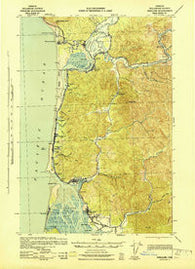 Nehalem Oregon Historical topographic map, 1:62500 scale, 15 X 15 Minute, Year 1943