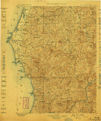 Port Orford Oregon Historical topographic map, 1:125000 scale, 30 X 30 Minute, Year 1899