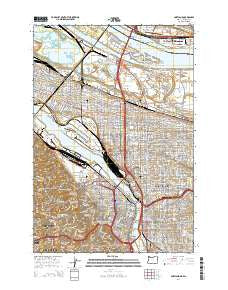 Portland Oregon Current topographic map, 1:24000 scale, 7.5 X 7.5 Minute, Year 2014