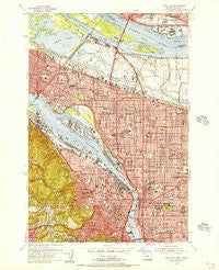 Portland Oregon Historical topographic map, 1:24000 scale, 7.5 X 7.5 Minute, Year 1954